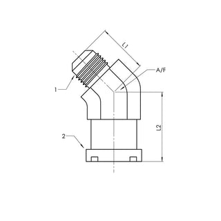 Male JIC x Code 61 Swept 45° Elbow - HTX Fluid Power