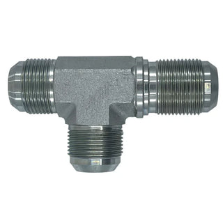 Male JIC x Male JIC x Male JIC Bulkhead Run Tee w/ Locknut - HTX Fluid Power