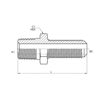 Male NPT x Male JIC Bulkhead Straight, Stainless Steel - HTX Fluid Power