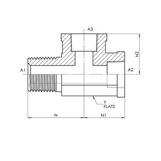 Male NPT x Female NPT x Female NPT Tee, Stainless Steel - HTX Fluid Power