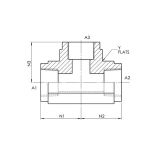 Female NPT x Female NPT x Female NPT Tee, Stainless Steel - HTX Fluid Power