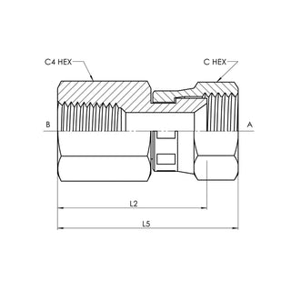 Female NPT x Female JIC Swivel Straight, Stainless Steel - HTX Fluid Power