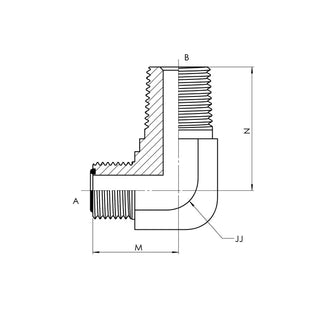 Male ORFS x Male NPT 90° Elbow - HTX Fluid Power