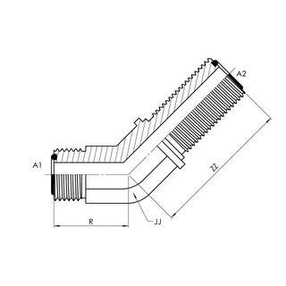 Male ORFS Bulkhead 45° Elbow - HTX Fluid Power