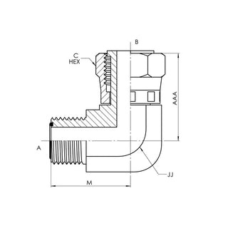 O-Ring Face Seal 90° Elbow - HTX Fluid Power