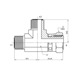 Male ORFS x Female ORFS x Male ORFS Run Tee - HTX Fluid Power