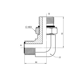 Male ORFS x Male ADJ-ORB 90° Elbow - HTX Fluid Power