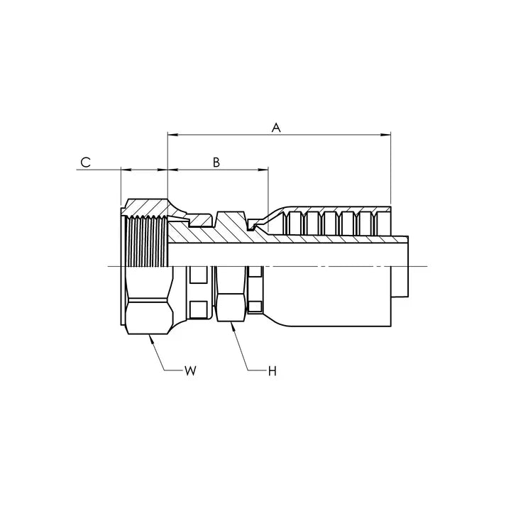 Parker 43 Series Compatible Crimp Fitting, Hose x Female ORFS ...