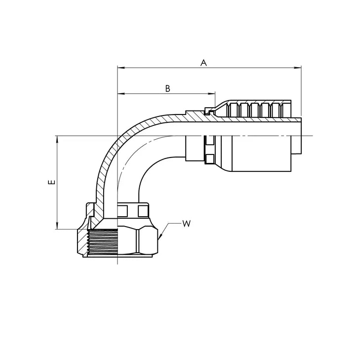 Parker 43 Series Compatible Crimp Fitting, Hose x Female JIC 90° Elbow ...
