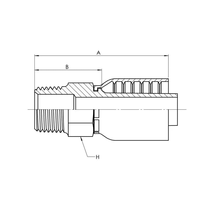 Parker 43 Series Compatible Crimp Fitting, Hose x Male NPT - Stainless Steel
