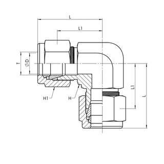Instrumentation x Instrumentation 90° Union Elbow, Stainless Steel - HTX Fluid Power
