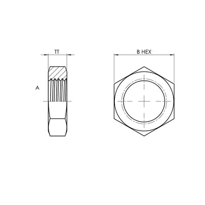 12 Bulkhead Locknut, Stainless Steel