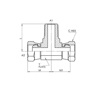 1601-06-06-06-FG | 06 FPS - 06 FPS - 06 MP Tee Forged, Carbon Steel - HTX Fluid Power