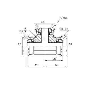 1603-04-04-04-FG | 04 FPS - 04 FPS - 04 FPS Tee Forged, Carbon Steel - HTX Fluid Power