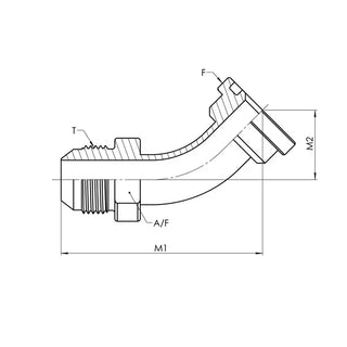 1703-20-16-Tube | 20 MJ - 16 Code 61 Flange Swept 45 Elbow, Carbon Steel - HTX Fluid Power