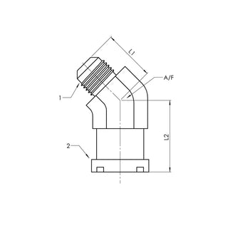 1803-20-20-FG | 20 MJ - 20 Code 62 Flange 45 Elbow Forged, Carbon Steel - HTX Fluid Power