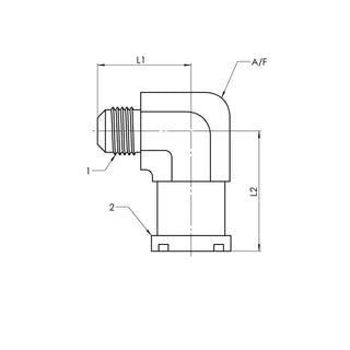 1804-32-32-FG | 32 MJ - 32 Code 62 Flange 90 Elbow Forged, Carbon Steel - HTX Fluid Power