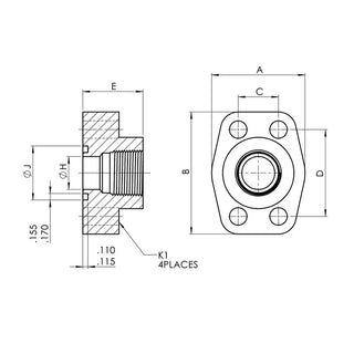 1927-61-24-24-KIT | 24 FP - 24 Code 61 Flange Block Kit, Carbon Steel - HTX Fluid Power