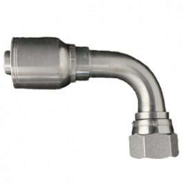 200-FJX90-06-08-1P | 3/8" x 1/2" FJX 90, 1-Piece Hose Fitting for 1 & 2 Wire Hoses, Non Skive
