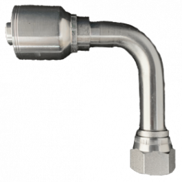 1-1/4" x 1-1/4" FJX 90 Long, 1-Piece Hose Fitting for 1 & 2 Wire Hoses, Non Skive..
