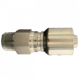 200-NPTX-06-06-1P | 3/8" x 3/8" Male NPT Swivel, 1-Piece Hose Fitting for 1 & 2 Wire Braid
