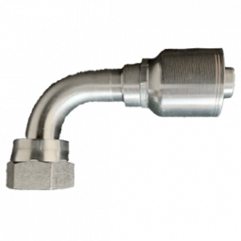 1" x 1-1/4" O'Ring Face Seal 90 degree, 1-Piece Hose Fitting for 1 & 2 Wire Braid..