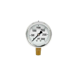 200L-254-0-3000N | 2.5", 0-3000 PSI, Stainless Steel x Brass, 1/4", Lower Mount Pressure Gauge