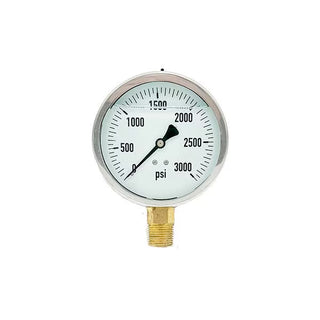 200L-402-0-2000N | 4", 0-2000 PSI, Stainless Steel x Brass, 1/2" Lower Mount Pressure Gauge