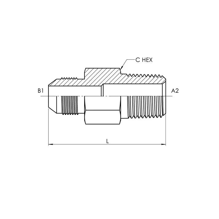 Draw Htx 2404-L-32-32 | 32 MJ - 32 MP Straight-Long, Carbon Steel – HTX Fluid Power