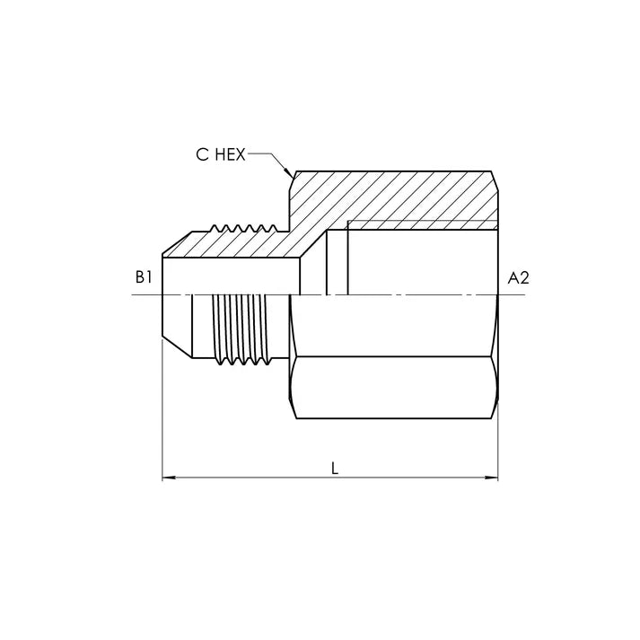 12 MJ - 12 FP Straight, Stainless Steel