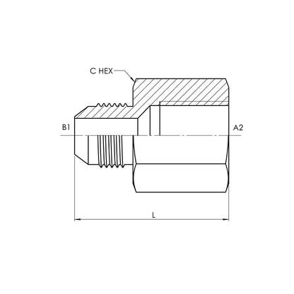 12 MJ - 12 FP Straight, Stainless Steel