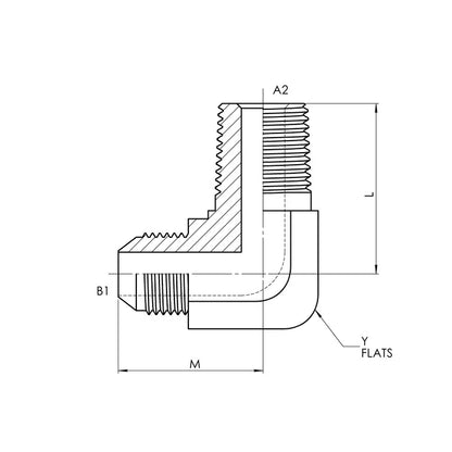 12 MJ - 16 MP 90° Elbow, Stainless Steel