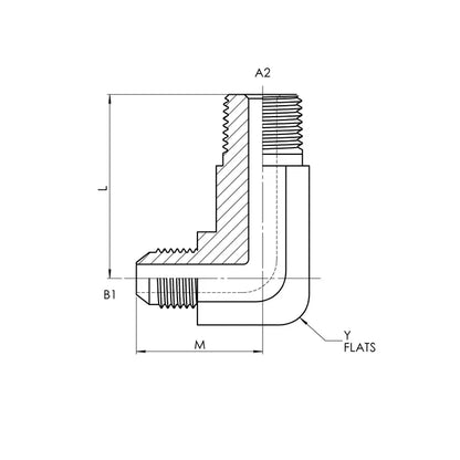 12 MJ - 12 MP 90° Elbow-Long Forged, Carbon Steel - HTX Fluid Power