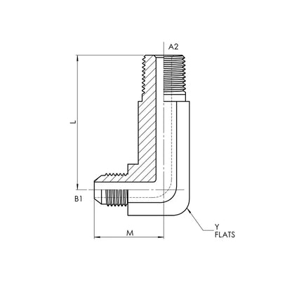 08 MJ - 08 MP 90° Elbow-X-Long Forged, Carbon Steel - HTX Fluid Power
