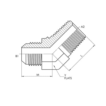 16 MJ - 16 MP 45° Elbow, Stainless Steel