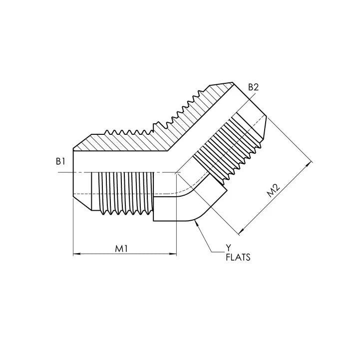 08 MJ - 08 MJ 45° Elbow Forged, Carbon Steel - HTX Fluid Power
