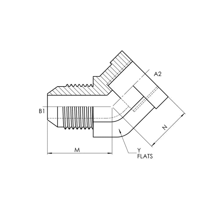 04 MJ - 04 FP 45° Elbow Forged, Carbon Steel - HTX Fluid Power