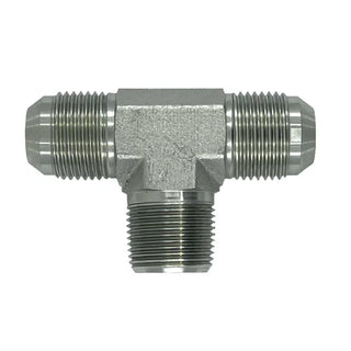 SS-2601-06-06-06 | 06 MJ - 06 MJ - 06 MP Tee, Stainless Steel - HTX Fluid Power