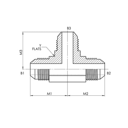 10 MJ - 10 MJ - 10 MJ Tee Forged, Carbon Steel - HTX Fluid Power