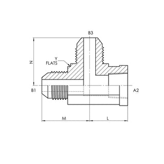 2606-04-04-04-FG | 04 MJ - 04 FP - 04 MJ Tee Forged, Carbon Steel - HTX Fluid Power