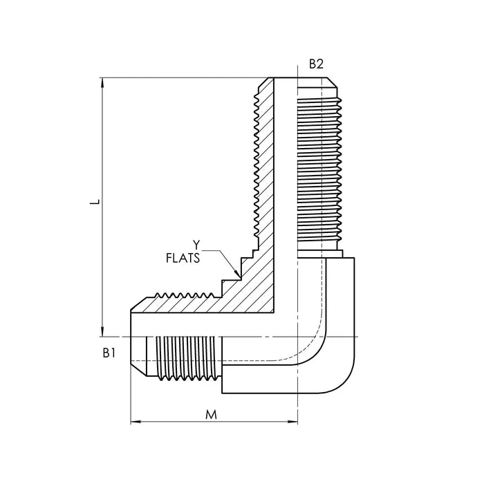 04 MJ - 04 MJ Bulkhead 90° Elbow, Stainless Steel