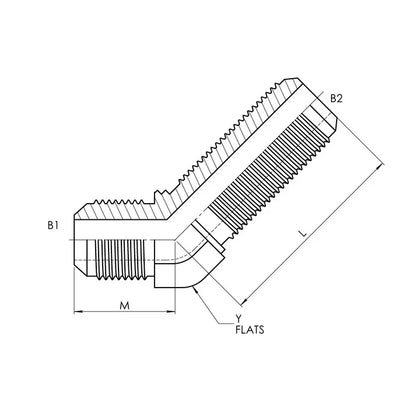 16 MJ - 16 MJ Bulkhead 45° Elbow Forged, Carbon Steel - HTX Fluid Power
