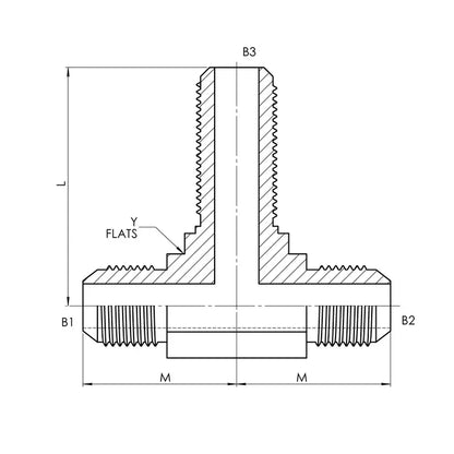 04 MJ - 04 MJ - 04 MJ Bulkhead Branch Tee Forged w/ Lock Nut, Carbon Steel - HTX Fluid Power
