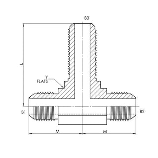 2703-08-08-08-FG | 08 MJ - 08 MJ - 08 MJ Bulkhead Branch Tee Forged, Carbon Steel - HTX Fluid Power