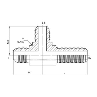 2704-10-10-10-FG | 10 MJ - 10 MJ - 10 MJ Bulkhead Run Tee Forged, Carbon Steel - HTX Fluid Power