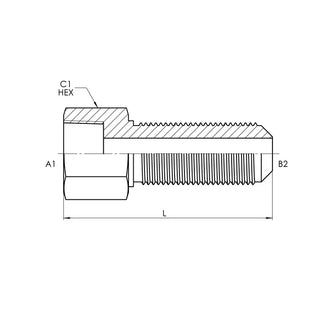 SS-2705-06-06 | 06 FP - 06 MJ Bulkhead Straight, Stainless Steel - HTX Fluid Power