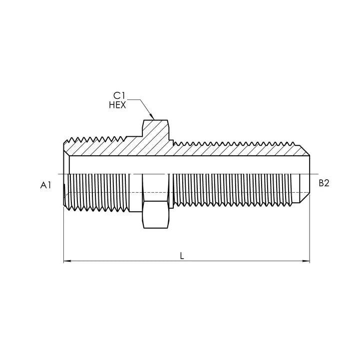12 MP - 12 MJ Bulkhead Straight w/ Lock nut, Carbon Steel - HTX Fluid Power