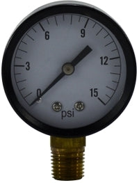 80002 | Dry Pressure Gauge, 2 in Dial, 1/4 in Lower Mount, 0-30psi - HTX Fluid Power