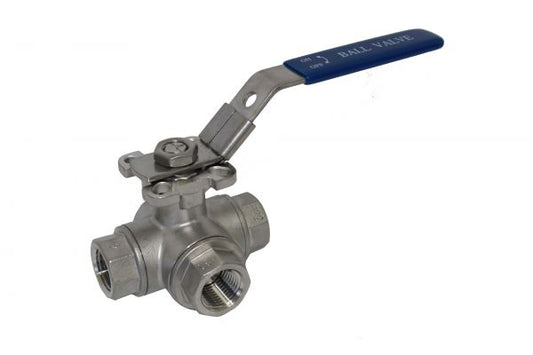 BV3WL-100-316SS | 1" 3 Way Ball Valve L-Port - 316SS