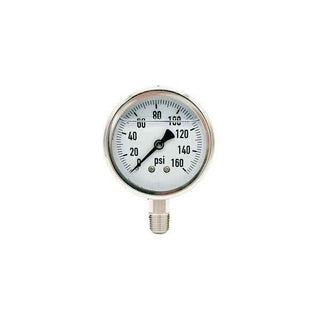 300L-254-0-160N | 2.5", 0-160 PSI, Stainless Steel x Stainless Steel, 1/4", Lower Mount Pressure Gauge